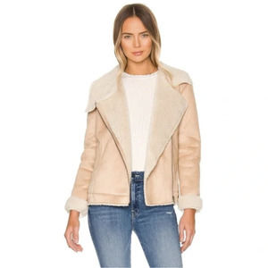 Tularosa Faux Fur Suede Sherpa Jacket Asymmetric Zip Size Medium